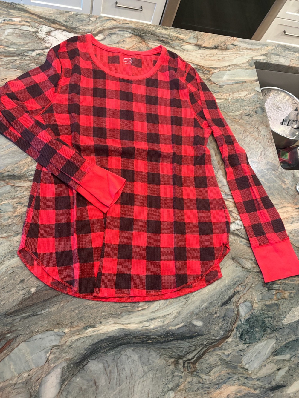 Old Navy Red and Black Buffalo Plaid Long Sleeve Tee